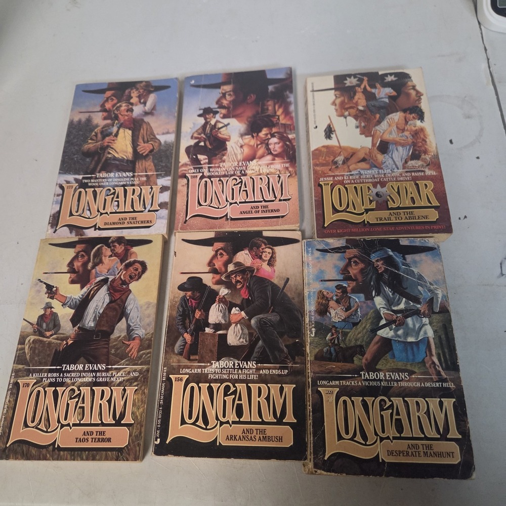 Longarm Adult Western Lot 6 Paperback Books Tabor Evans Wesley Ellis Jove